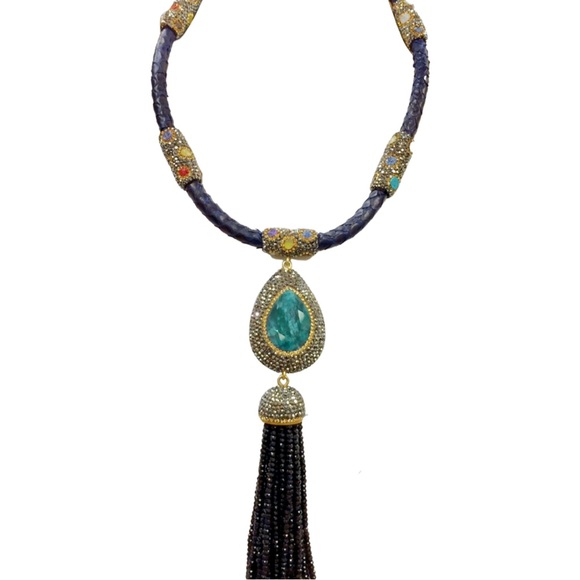 ✨Snakeskin Handmade Choker with Reversible Stone & Tassel ✨2023 TRENDY Jewelry🌻 - Picture 4 of 4